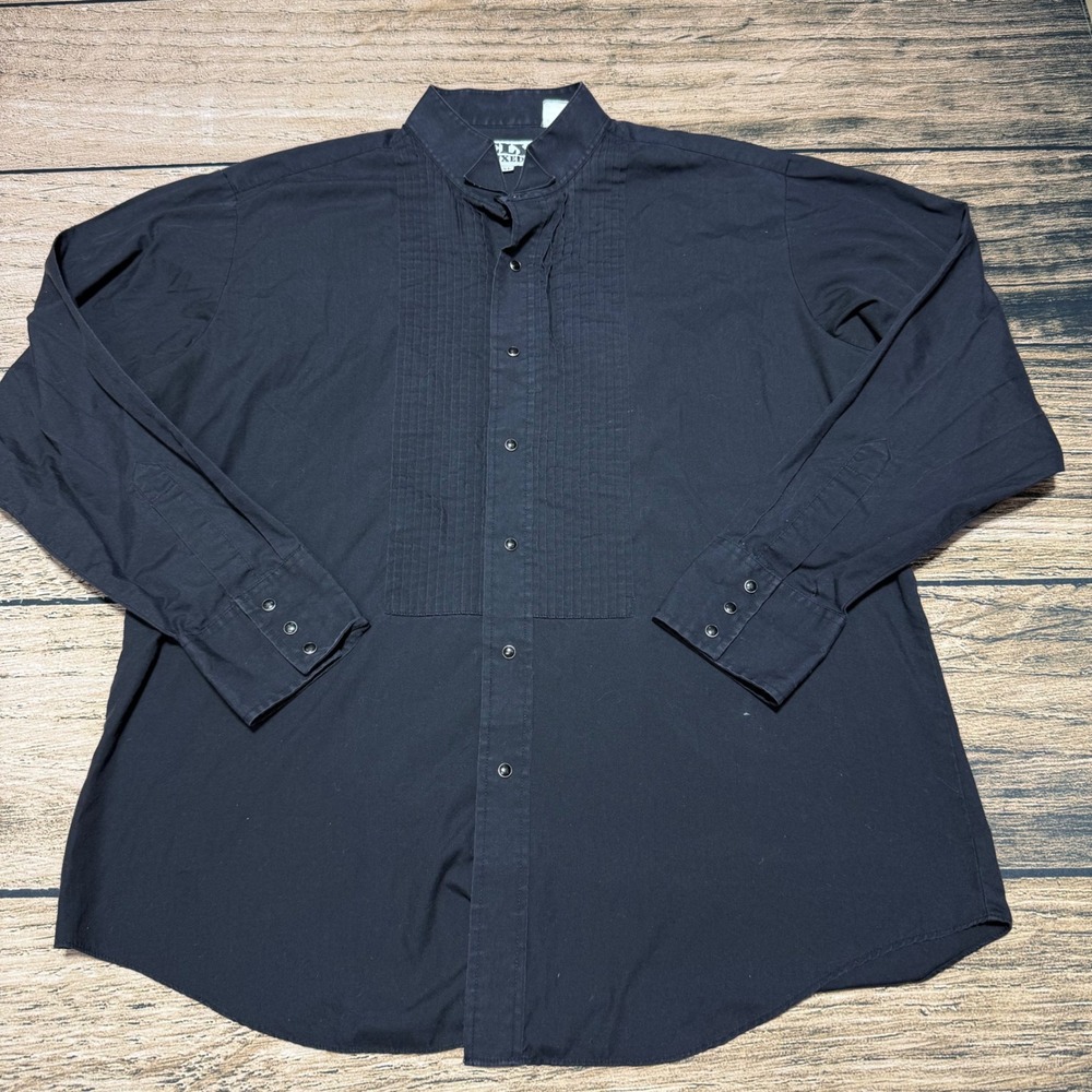 Ely Tuxedo Shirt Mens XL Black Pleated Western Snap Formal Long Sleeve Cattleman